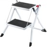 Step Ladder 2-Step 150kg Capacity, Ergonomic Folding Steel Step Stool with Wide Anti-Slip Pedal, Sturdy Step Stool for Adults