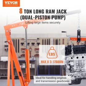 Hydraulisk lang Ram Jack, 8 ton motorhønecylinder med dobbelt