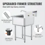 Rustfrit stål Prep & Utility Sink, 1 Rum fritstående lille vask