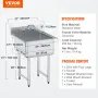 Rustfrit stål Prep & Utility Sink, 1 Rum fritstående lille vask