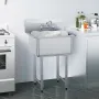 Stainless Steel Prep & Utility Sink, 1 Compartment Free Standing Small Sink Include Faucet & legs, 27"x41" Commercial Single Bow