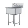 Stainless Steel Prep & Utility Sink, 1 Compartment Free Standing Small Sink Include Faucet & legs, 27"x41" Commercial Single Bow
