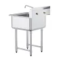 Stainless Steel Prep & Utility Sink, 1 Compartment Free Standing Small Sink Include Faucet & legs, 27"x41" Commercial Single Bow