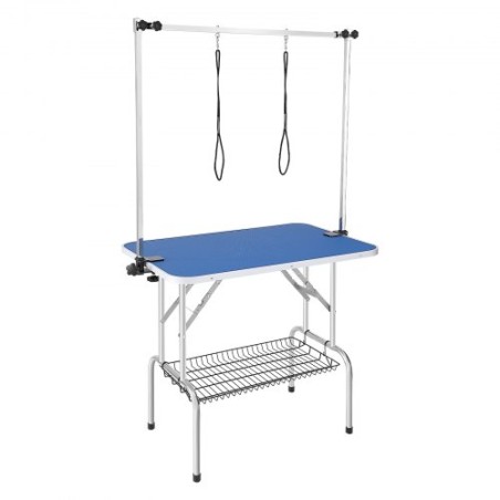 Pet Grooming Table Two Arms with Clamp, 915 X 610mm Dog Grooming Station, Foldbare kæledyr Grooming Stand for Medium og Small