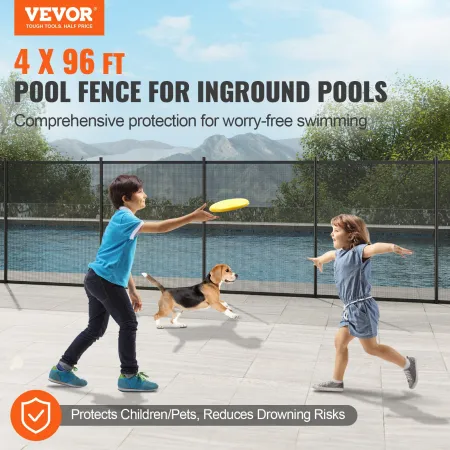 Pool Fence, 4 x 96 FT Pool Fences for Inground Pools, Removable Child Safety Pool Fencing, Easy DIY Installation Swimming Pool F