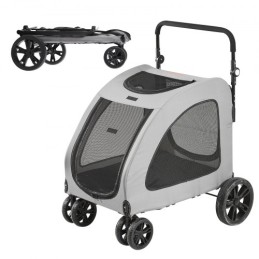 Pet Stroller, 4 Wheels Dog Stroller Rotate with Brakes, 72.6 kg Weight Capacity, Puppy Stroller with Breathable Mesh Windows