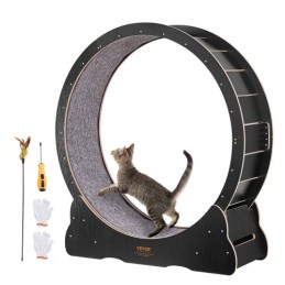 Cat Exercise Wheel, Large Cat Treadmill Wheel for Indoor Cats, 43.3 inch Cat Running Wheel with Detachable Carpet and Cat