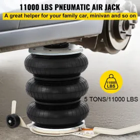 5 Ton/11023 lbs  Pneumatic Jack Triple Bag Air Jack Lifting Height 6.5-16Inch Inflatable Car Jack Lifter Pneumatic Air Jack