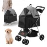 Pet Stroller, 4 Wheels Dog Stroller Rotate with Brakes, 35lbs Weight Capacity, Puppy Stroller with Detachable Carrier, Storage