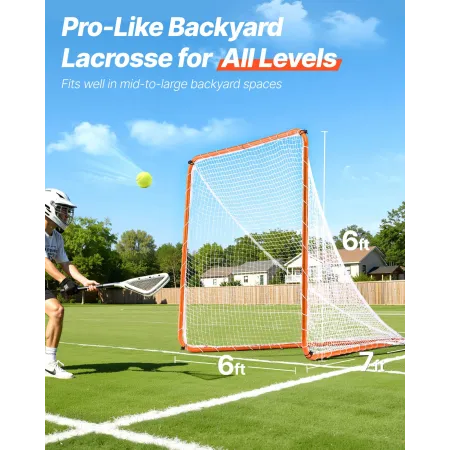 Lacrosse Goal, 6' x 6' Lacrosse Net, Steel Frame Backyard Lacrosse Training Equipment, Portable Lacrosse Goal with Carry Bag, Qu