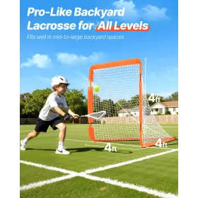 Lacrosse -mål, 4 'x 4' lille børn Lacrosse Net, foldet bærbart lacrosse -mål med bærepose, jernramme baghaven træning