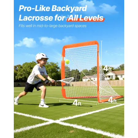 Lacrosse -mål, 4 'x 4' lille børn Lacrosse Net, foldet bærbart