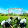 Lacrosse Goal, 4' x 4' Small Kids Lacrosse Net, Folding Portable Lacrosse Goal with Carry Bag, Iron Frame Backyard Training Equi