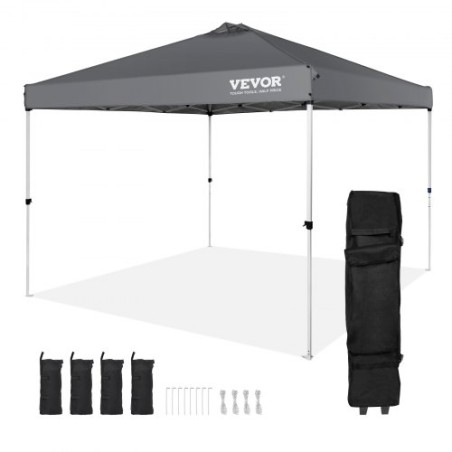 Pop Up Canopy Party Tent 10x10 ft with Portable Bag for Camping Dark Gray