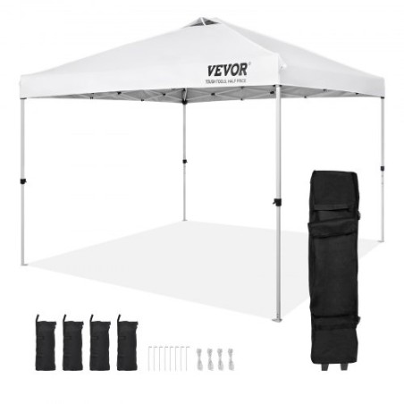 Pop Up Canopy Party Tent 304.8 x 304.8 cm with Portable Bag for Camping White