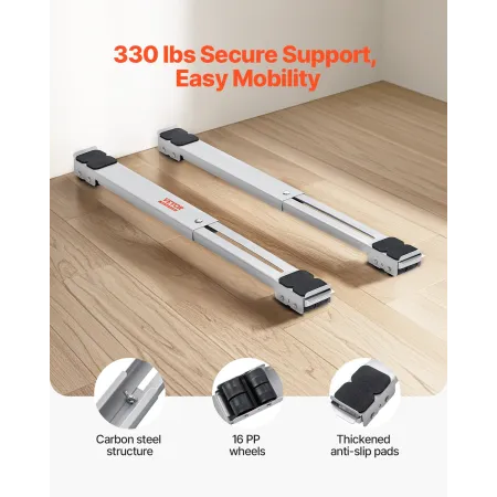 Heavy Duty Furniture Appliances Rollers, 299.4 kg Total Load, Extendable Appliance Rollers Mobile Washing Machine Base, Fridge S