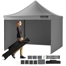 Pop Up Canopy Tent Outdoor Gazebo Tent 304.8 x 304.8 cm with Sidewalls Dark Gray