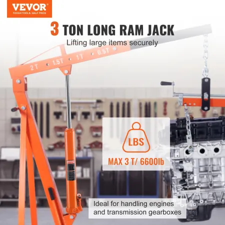Hydraulisk lang Ram Jack, 3 ton motorhejsecylinder med enkelt
