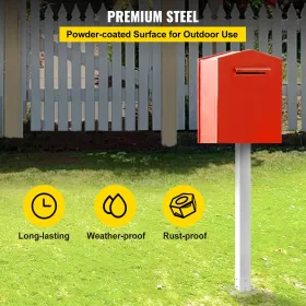 Mailbox Post, 43 "High Mailbox Stand, White Powder-Coated Mail