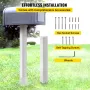 Mailbox Post, 43\" High Mailbox Stand, White Powder-Coated Mail Box Post Kit, Q235 Steel Post Stand Surface Mount Post for Sidew