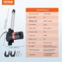 Lineær aktuator 12V 8 tommer Heavy Duty 1320 lbs/6000N 0,19 "/s