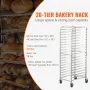 Bun Pan Rack, 20-Tier Commercial Bakery Racks with Brake Wheels, Aluminum Racking Trolley Storage for Half & Full Sheet, Speed R