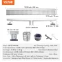 610mm Linear Shower Drain with Square Pattern Grate,Brushed 304 Stainless Steel Rectangle Shower Floor Drain,Linear Drain with L
