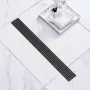 610mm Linear Shower Drain with Square Pattern Grate,Brushed 304 Stainless Steel Rectangle Shower Floor Drain, Sleek Linear Drain