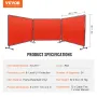 Welding Screen with Frame, 1.8 x 2.4 m 3 Panel Welding Curtain Screens, Flame-Resistant Vinyl Welding Protection Screen on 12 Sw