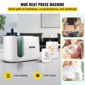 Mug Press Machine, Automatic Mug Heat Press 11-15oz, Cup Transfer Sublimering Portable Coffee Presser med en-touch-knap,