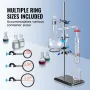 Lab Stand Support, Laboratory Retort Support Stand Set, Steel Lab Stand 59.9 cm Rod and 21.1 x 13.5 cm Cast Iron Base, Includes 