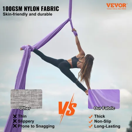 Aerial Yoga Hammock & Swing, 4.4 Yards, Yoga Starter Kit with 100gsm Nylon Fabric, Full Rigging Hardware and Easy Set-up Guide, 