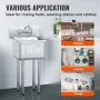 Stainless Steel Prep & Utility Sink, 1 Compartment Free Standing Small Sink Include Faucet & legs, 45.7 x 104.1 cm Commercial Si