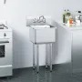 Stainless Steel Prep & Utility Sink, 1 Compartment Free Standing Small Sink Include Faucet & legs, 45.7 x 104.1 cm Commercial Si