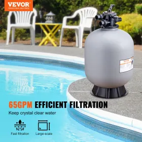 Sand Filter, 24-inch, Up to 65 GPM Flow Rate, Above Inground Swimming Pool Sand Filter System with 7-Way Multi-Port Valve,