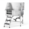 38 "PET Dog Bathing Station m/ rampe, Professionel rustfri stålhundplejebad m/ opbevaringsskuffe, gulvrist, vandhane, hund
