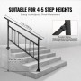 Outdoor Stair Railing, Fits for 1-4 Steps Transitional Wrought Iron Handrail, Adjustable Exterior Stair Railing, Handrails for