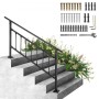 Outdoor Stair Railing, Fits for 1-4 Steps Transitional Wrought Iron Handrail, Adjustable Exterior Stair Railing, Handrails for