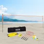 Volleyball and Badminton Set, Outdoor Portable Badminton Net, Adjustable Height Steel Poles, Professional Combo Set with PVC Vol
