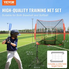 7x7 ft Baseball Softball Practice Net, Portable Baseball Training Net for Hitting Batting Catching Pitching, Backstop Baseball