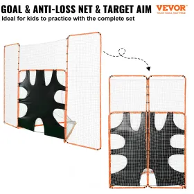 3-i-1 lacrosse-mål med backstop og mål, 12 'x 9' lacrosse net, stålramme baghaven lacrosse rebounder udstyr, hurtig