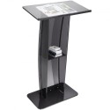 Acrylic Podium, 47" Tall, Acrylic Podium Stand with Wide Reading Surface & Storage Shelf, Floor-standing Clear Pulpits Acrylic