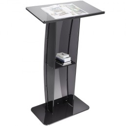 Acrylic Podium, 47" Tall, Acrylic Podium Stand with Wide Reading Surface & Storage Shelf, Floor-standing Clear Pulpits Acrylic