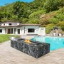 Glass Wind Guard for Rectangular Fire Pit Table 924 x 417 x 191 mm, 8mm Thick and Sturdy Tempered Glass Panel with Hard Aluminum