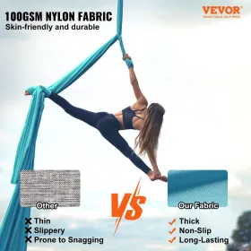 Aerial Silk & Yoga Swing, 11 yards, Aerial Yoga Hammock Kit med 100 gsm nylonstof, fuld rigginghardware og let opsætning