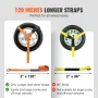 Car Tie Down with Chain Anchors, Lasso Style 2"×120" Tire Straps, 5865 LBS Working Load, 11023 LBS Breaking Strength, with Heavy