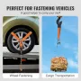 Car Tie Down with Chain Anchors, Lasso Style 2"×120" Tire Straps, 5865 LBS Working Load, 11023 LBS Breaking Strength, with Heavy