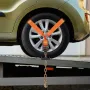 Car Tie Down with Chain Anchors, Lasso Style 2"×120" Tire Straps, 5865 LBS Working Load, 11023 LBS Breaking Strength, with Heavy