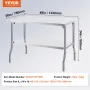 Folding Commercial Prep Table, 48 x 30 Inch Commercial Worktable Workstation with Undershelf, Heavy-duty Stainless Steel Folding