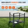 Outdoor Grill Dining Cart with Double-Shelf, BBQ Movable Food Prep Table, Multifunctional Stainless Steel Table Top, Portable Mo